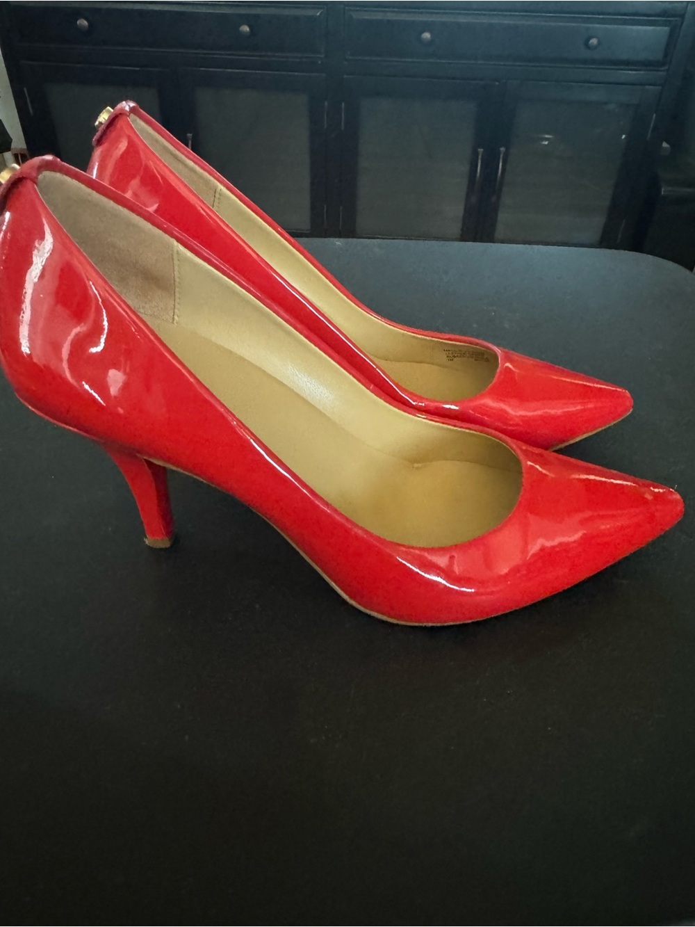 Michael Kors Red Patent Pointed-Toe Mid Heels